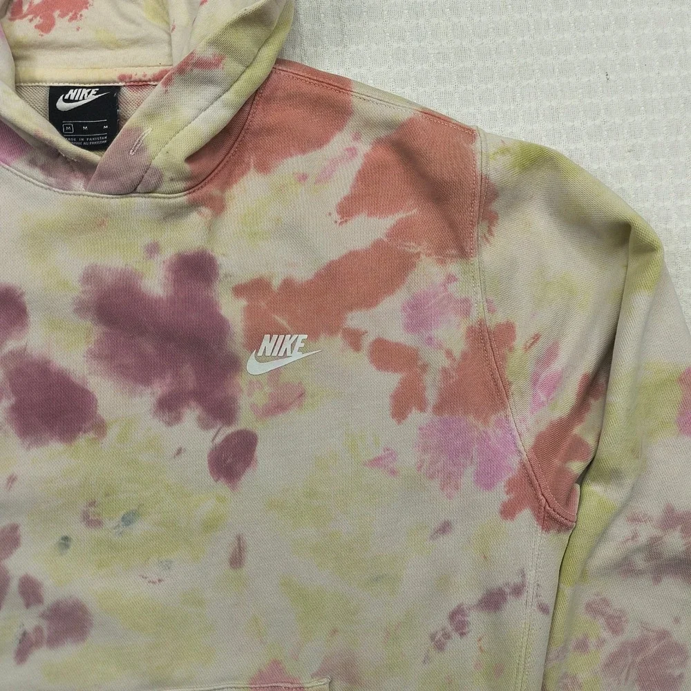 Nike Men Tie Dye Hoodie Multi Color Pastel Pullover Sweatshirt CU4345-638 Size M - Picture 3 of 10